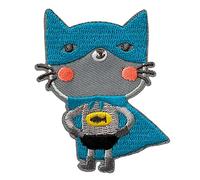 Superheld Katze Tier - Aufnäher, Bügelbild, Aufbügler, Applikationen, Patches, Flicken, zum aufbügeln, Größe: 4,6 x 6,3 cm
