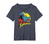 Superman Big Blue T-Shirt, Damen Große Größen, Blau Meliert, 5X