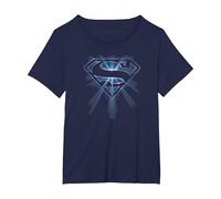 Superman Glowing Shield T Shirt T-Shirt, Damen Große Größen, Marineblau, 2X