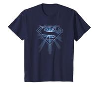 Superman Glowing Shield T Shirt T-Shirt, Kinder, Marineblau, 140
