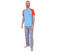 Superman Langes Herren-Pyjama-Set, Rot und Blau, blau, XL