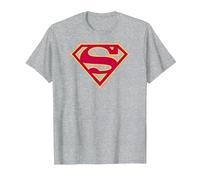 Superman Red & Gold Shield Grey T Shirt T-Shirt, Herren, Grau Meliert, XL