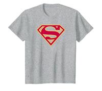 Superman Red & Gold Shield Grey T Shirt T-Shirt, Kinder, Grau Meliert, 128