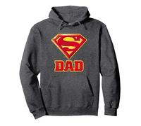 Superman Super Dad Superpapa Pullover Hoodie, Unisex für Erwachsene, Anthrazit Meliert, M