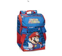 Supermario - Ausziehbarer Schulrucksack mit Verlängerung 9 cm, großer Fach, Reißverschlüsse und Taschen - Rucksack für Jungen und Mädchen, 29 x 41 x 13,5 cm, blau, Taglia unica, Casual