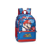 SUPERMARIO - Rucksack für Mittelschule, Grundschule für Kinder und Jugendliche, mit gepolstertem und verstärktem Rücken, verstellbaren Schultergurten und Hauptfach + Fronttasche mit Reißverschluss, 32