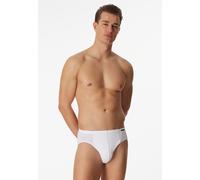 Minislip SCHIESSER "Essentials", Herren, Gr. 6, weiß (100, weiß), Single Jersey, Obermaterial: 95% Baumwolle, 5% Elasthan, unifarben, eng, Unterhosen, mit kleinem Logo am Bund (51084156-6) 100, weiß