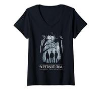 Supernatural Damen V-Ausschnitt T-Shirt Schwarz S EU 41/21 inches