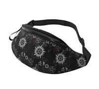 Supernatural Symbole Schwarz Bauchtasche für Mann Frauen Hüfttasche Verstellbarer Gürtel Casual Brusttasche Bauchtaschen für Reisen Sport Laufen Wandern Hüfttaschen, Schwarz , Einheitsgröße