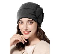 Superora Damen Hüte 100% Wolle Frauen Elegante Hut Winter Warm Berets Vintage Eimer Hut Blumen Bowler