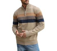 Superora Herren Strickpullover Feinstrick Gestreifter 100% Baumwolle | 1/4 Zip Rollkragenpullover Knitted Pullover 4 Farben M-XXL