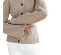 Superweiche Strickjacke mit Knöpfen,Superweiche Strickjacke mit Knöpfen,Schmaler Pullover mit festen Farben,Strickjacke mit weiten Ärmeln und Schößchen mit Rundhalsausschnitt (Taupe,Large)