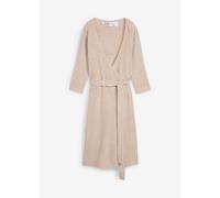 Umstandskleid BONPRIX, Damen, Gr. 48/50 (XL), N-Gr, beige (beige meliert), Obermaterial: 57% Polyester, 26% Polyacryl, 14% Polyamid, 3% Elasthan, figurbetont, Kleider, mit V-Ausschnitt, mit Stillfunkt