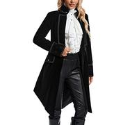 SUPLEAP Damen Viktorianischer Gothic Vintage Frack Jacke Steampunk Langer Mantel, Schwarz, S