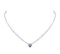 Suplight 925 Silber Kristall Halskette 40+5cm für Damen Mädchen synthetische Amethyst Herzform Geburtsstein violett Zirkonia Anhänger des Monat Februar Minimalist Schmuck Accessoire
