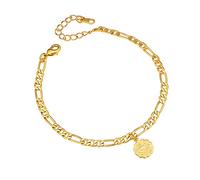 Suplight Damen Herren Retro-Stil Sternzeichen Fußkette 18k vergoldet Konstellation Symbol Skorpion Anhänger mit 22+5cm Figarokette Fußarmband Sternbilder Knöchelarmband Schmuck für Geburtstag