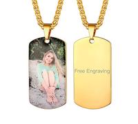 Suplight Foto Kette für Männer Frauen 18K Vergoldet Erkennungsmarke Hundemarke personalisiert Bild Anhänger Halskette Modeschmuck Geschenk für Vater Mutter Familienmitglied