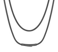 Suplight Halskette Damen Schwarz Choker Kette Edelstahl Schlangenkette Frauen Kette ohne Anhänger 61cm lang Halsreif Unisex Kette Collier Geschenk für Geburtstag