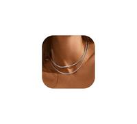 Suplight Halsreif Silber Choker Kette Damen Edelstahl Charm Kette 2mm Collier Schlangenkette Halskette ohne Anhänger 41cm lang Unisex Modeschmuck Geschenk für Geburtstag Weihnachten