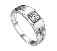 Suplight Herrenring 925 Sterling Silber Damen Solitärring Diamant Cubic Zirkonia Ehering Weißgold Bandring minimalistisch Weddingring 62
