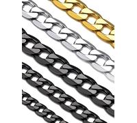 Suplight Kette Herren 9mm Schwarze Panzerkette Edelstahl Unisex Klassische Halskette 46cm lang Cuban Link Chain Hip Hop Schmuck Accessoire für Männer Jungen