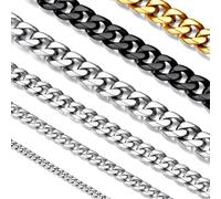 Suplight Kubanische Kette Edelstahl Herren Panzerkette Silber Cuban Chain Halskette 6mm kubanische Gliederkette Hip Hop Kette Männer Kette Modeschmuck 46cm Lang