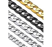 Suplight Panzerkette Herren Edelstahl 9mm Cuban Link Chain 46cm lang Halskette Silber Kette für Damen Jungen Kinder Rapper Klassische Gliederkette Ersatzkette Accessoire Unisex Modeschmuck