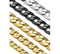Suplight Panzerkette Vergoldet Kette für Herren Jungen Gliederkette 55cm lang Edelstahl Cuban Link Chain 9mm breit Halskette Hip Hop Kette Klassische Ersatzkette Modeschmuck