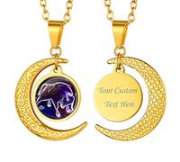 Suplight Unisex 12 Sternzeichen Collier personalisiert Edelstahl Runde Sternbilder Anhänger Halskette Name Gravur Münzenkette Horoskop Tierkreis Schmuck Geschenk für Damen Herren Jungen Mädchen