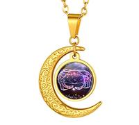 Suplight Unisex 12 Sternzeichen Collier personalisiert Edelstahl Runde Sternbilder Anhänger Halskette Name Gravur Münzenkette Horoskop Tierkreis Schmuck Geschenk für Damen Herren Jungen Mädchen
