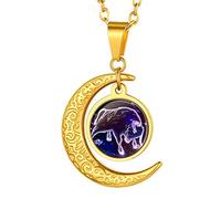 Suplight Unisex 12 Sternzeichen Collier personalisiert Edelstahl Runde Sternbilder Anhänger Halskette Name Gravur Münzenkette Horoskop Tierkreis Schmuck Geschenk für Damen Herren Jungen Mädchen