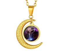 Suplight Unisex 12 Sternzeichen Collier personalisiert Edelstahl Runde Sternbilder Anhänger Halskette Name Gravur Münzenkette Horoskop Tierkreis Schmuck Geschenk für Damen Herren Jungen Mädchen