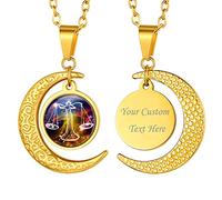 Suplight Unisex 12 Sternzeichen Collier personalisiert Edelstahl Runde Sternbilder Anhänger Halskette Name Gravur Münzenkette Horoskop Tierkreis Schmuck Geschenk für Damen Herren Jungen Mädchen