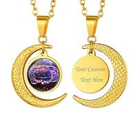 Suplight Unisex 12 Sternzeichen Collier personalisiert Edelstahl Runde Sternbilder Anhänger Halskette Name Gravur Münzenkette Horoskop Tierkreis Schmuck Geschenk für Damen Herren Jungen Mädchen