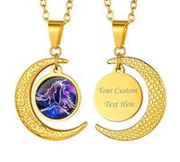 Suplight Unisex 12 Sternzeichen Collier personalisiert Edelstahl Runde Sternbilder Anhänger Halskette Name Gravur Münzenkette Horoskop Tierkreis Schmuck Geschenk für Damen Herren Jungen Mädchen