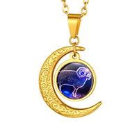 Suplight Unisex 12 Sternzeichen Collier personalisiert Edelstahl Runde Sternbilder Anhänger Halskette Name Gravur Münzenkette Horoskop Tierkreis Schmuck Geschenk für Damen Herren Jungen Mädchen