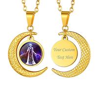 Suplight Unisex 12 Sternzeichen Collier personalisiert Edelstahl Runde Sternbilder Anhänger Halskette Name Gravur Münzenkette Horoskop Tierkreis Schmuck Geschenk für Damen Herren Jungen Mädchen