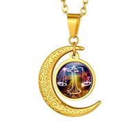 Suplight Unisex 12 Sternzeichen Collier personalisiert Edelstahl Runde Sternbilder Anhänger Halskette Name Gravur Münzenkette Horoskop Tierkreis Schmuck Geschenk für Damen Herren Jungen Mädchen