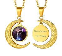 Suplight Unisex 12 Sternzeichen Collier personalisiert Edelstahl Runde Sternbilder Anhänger Halskette Name Gravur Münzenkette Horoskop Tierkreis Schmuck Geschenk für Damen Herren Jungen Mädchen
