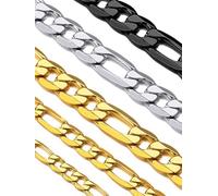 Suplight Unisex Kette 4mm breit 18k vergoldet Figarokette 3+1 Gliederkette 46cm/18inch Halskette Klassische Collier für Damen Herren Jungen Mädchen perfektes Accessoire