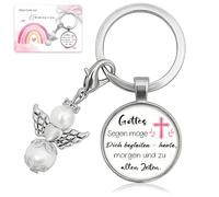 SupreLuck Kommunion Geschenke für Mädchen, Schutzengel Schlüsselanhänger Geschenke zur Kommunion, mit Karte und Herzlicher Botschaft - Alles Gute zur Kommunion-Erstkommunion Geschenke