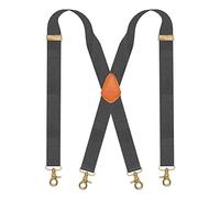 SupSuspen Karabinerhaken Hosenträger für Herren für Gürtelschlaufe Retro Hosenträger verstellbar - Grau - Einheitsgröße