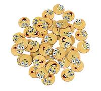 SUPVOX 2 Löcher Holzknöpfe Runde Mixed Expression Muster Dekorative Knöpfe zum Nähen von Kleidung 50 Stücke 25 MM