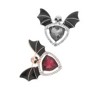 SUPVOX 2 Stück Coole Punk Totenkopf Fledermaus Broschen aus Legierung Vielseitige Anstecknadeln und Krawattenklammern für Damen Halloween Schmuck für Party und Cosplay