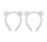 SUPVOX 2 Stück-pack Plüsch Bärenohren Haarband Weiches Stirnband für Make Up Gesichtsreinigung Allgemein Passend Weißes Ebene Stirnband für Damen Mädchen Cosplay Party