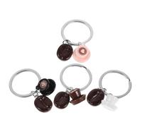 Supvox 4 Stück Niedliche Kaffee Schlüsselanhänger aus Kunstharz und Zinklegierung mit Leichtem Design für Taschen und Rucksäcke als Geschenk