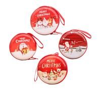 Supvox 4 Stück Weihnachtsgeldbörsen Münzbeutel aus Strapazierfähigem Material mit Reißverschluss Kompakt und Leicht Rotes Weihnachtsmotiv für Festtage und Geschenke