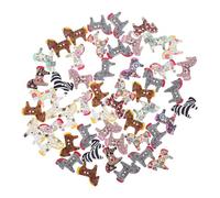 SUPVOX 50 Stück Holzknöpfe Pferdemotiv zum Annähen Dekorative Selbstgemacht Bastelknöpfe aus Robustem Holz mit Glatter Oberfläche für Kleidung Pullover und Taschen