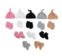 Supvox 5sätze Neugeborenenmütze aus Weicher Baumwolle Fäustlinge und Söckchen für Junge Mädchen Set mit Kopfbedeckung und Handschuhen für Mädchen und Jungen Monate