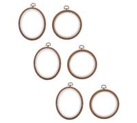 Supvox 6 Stück Stickrahmen aus Holzoptik Runde 10cm Ovale 12X15cm Stickringe Heimstickzubehör für Kreuzstich Handstickerei und Bastelbedarf